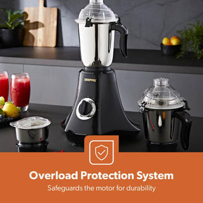 3-In-1 Black Wet & Dry Electric Mixer Grinder With Multi-Jar Set