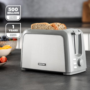 2 Slice Silver Toaster with 7 Level Browning Control 750W