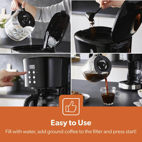1.5L Filter Coffee Machine & 5-In-1 Digital Long Slot Toaster Set