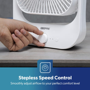 USB Rechargeable Desk Fan Silent Cooling 3 Speed LED
