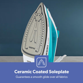 2000W Ceramic Soleplate Dry/Steam Iron Self Clean 220ML Blue