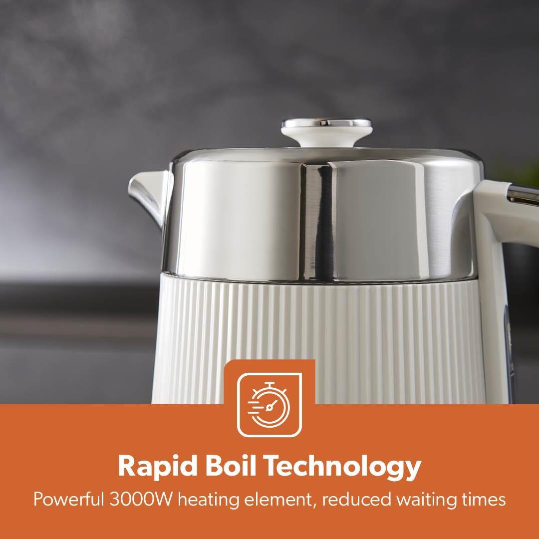 White Arcus 1.7L Electric Kettle Rapid Boil Cordless 3000W