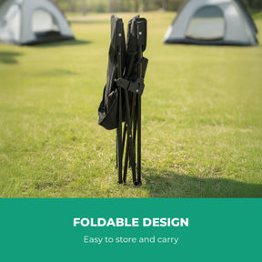 2-Pack Black Folding Camping Chairs With Integrated Cup Holder