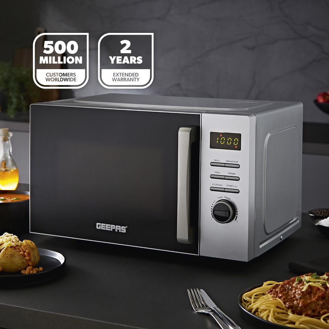 23L Digital Microwave Oven With Auto Cook, Defrost & LED Display, Silver