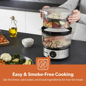 7.2L Stainless Steel Electric Food Steamer With 3 Tiers