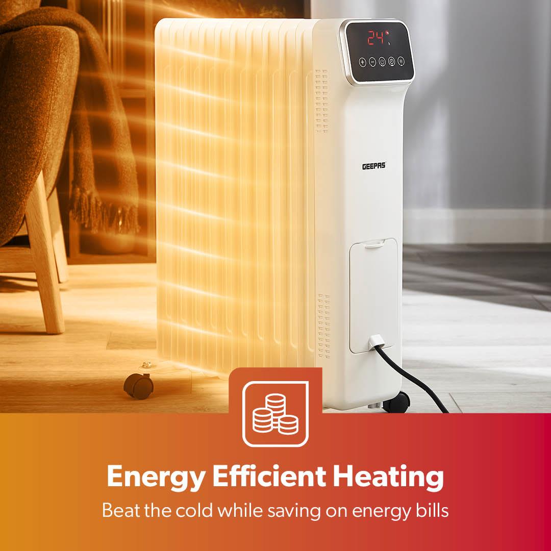 2500W Digital 11-Fin Oil-Filled Electric Radiator Heater
