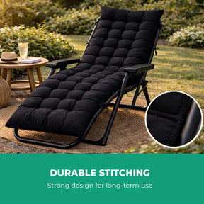 Black Set Of 2 Sun Lounger Cushions For Recliner Lounger Chairs