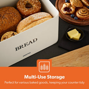 Cream Retrovive 13L Carbon Steel Bread Bin
