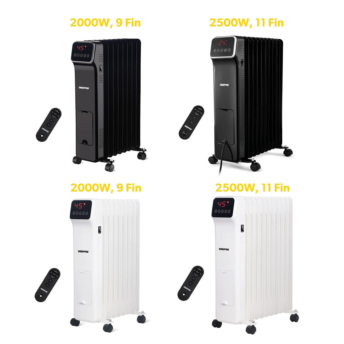 Oil-Filled Touchscreen Digital Oil-Filled Radiator Heater With Remote