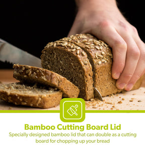 Black Metal Bread Bin With Wooden Chopping Board