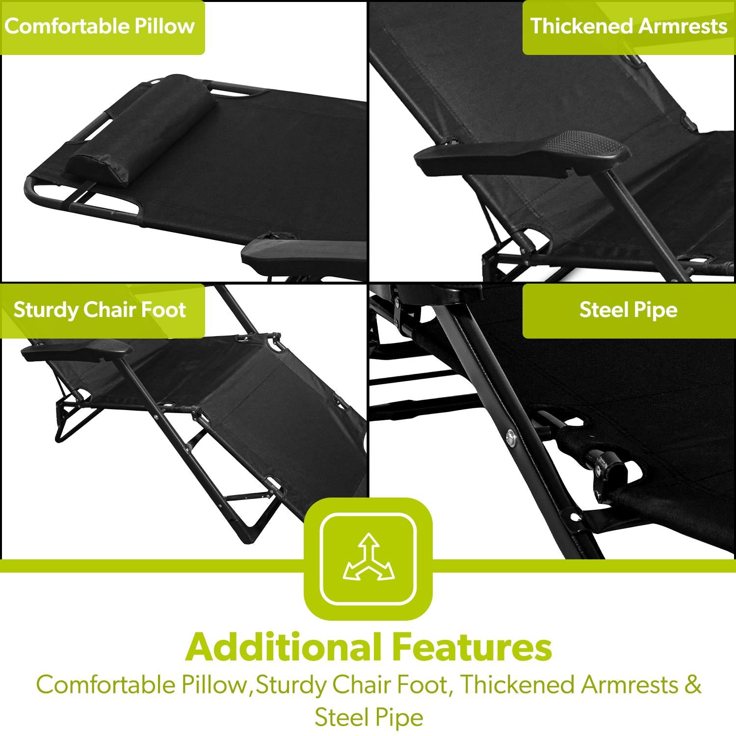 Pack Of 2 Portable Reclining Outdoor Chairs & Loungers