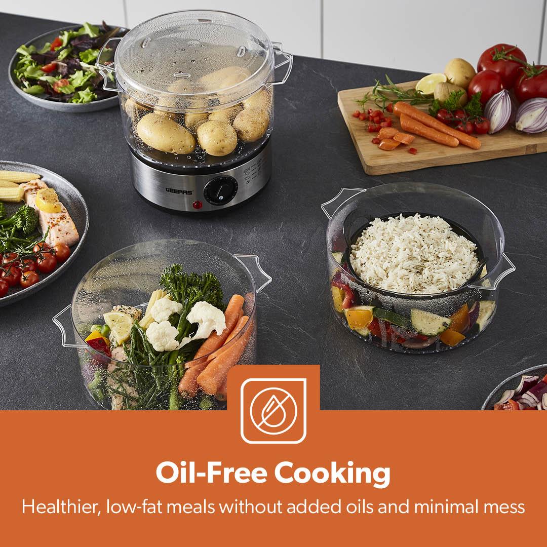 7.2L Stainless Steel Electric Food Steamer With 3 Tiers
