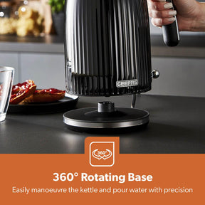 Fluted 1.7L Electric Kettle, 2-Slice Toaster & Digital Microwave Set