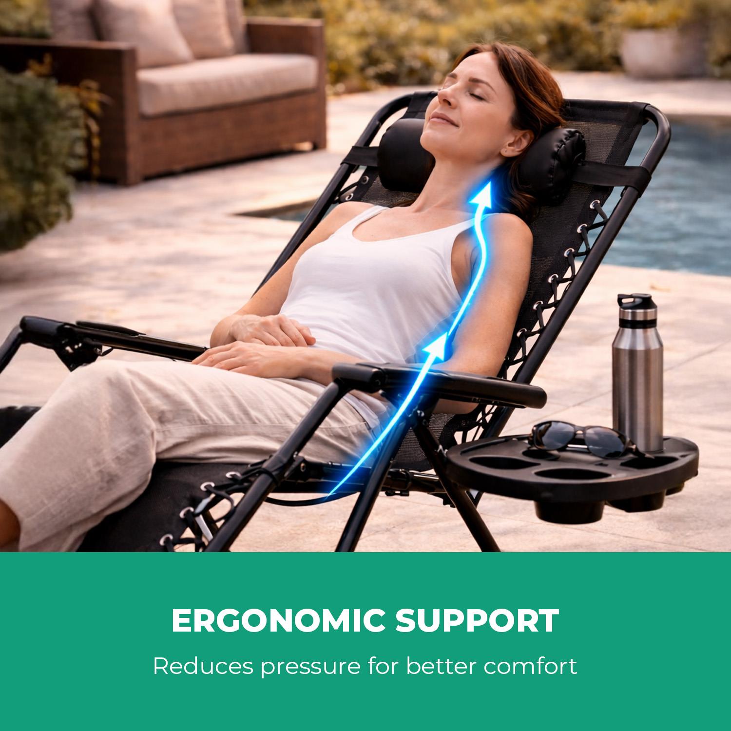 Pack Of 2 Zero Gravity Reclining Lounger Chairs With Cup Holders