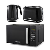 Fluted 23L Digital Microwave Oven, 1.7L Kettle & 2-Slice Toaster Set