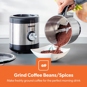 1450W Silver Slim Espresso Coffee Machine & Coffee Grinder Set