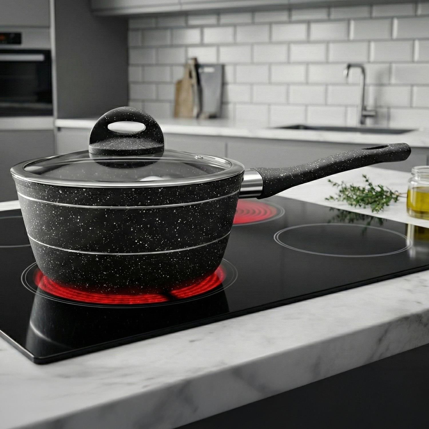 Non-Stick Saucepan Induction Cooking Pot with Lid 20 Cm