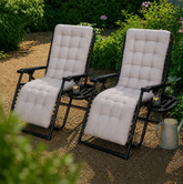 Grey Pack Of 2 Sun Lounger Cushions For Recliner Chair