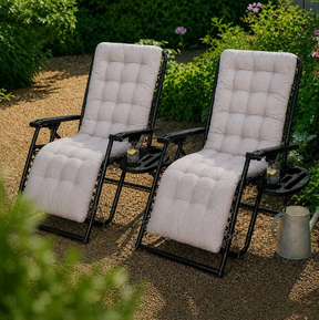 Grey Pack Of 2 Sun Lounger Cushions For Recliner Chair