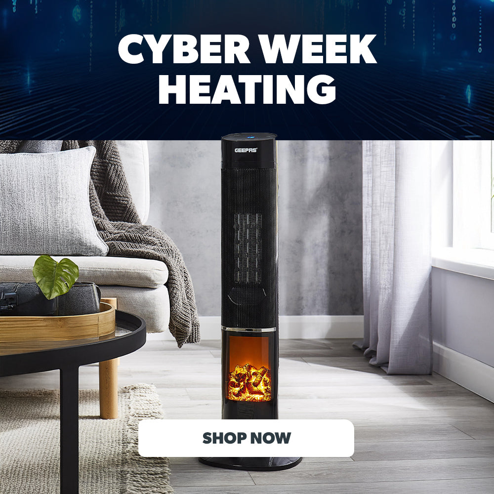 Cyber week deals on heating appliances such as fan heaters, space heaters and more.