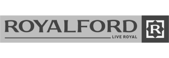 The image shows off the Royalford logo in a grey scale colour pattern