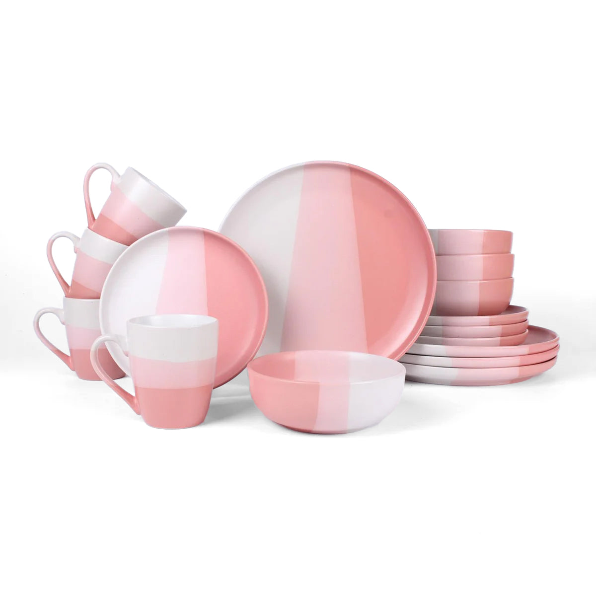 16-Piece Stoneware Dinner Set Plates, Bowls and Cups Set