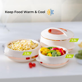 3 Piece Double Wall Insulated Serving Dishes and Food Warmers