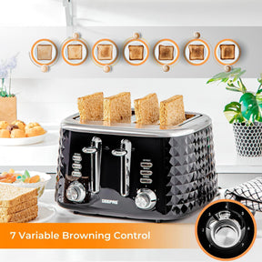 4 Slice Bread Toaster & 1.7L Illuminating Electric Glass Kettle Set