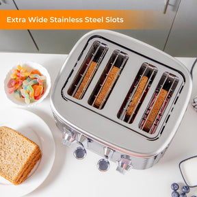 4 Slice Bread Toaster & 1.7L Illuminating Electric Glass Kettle Set