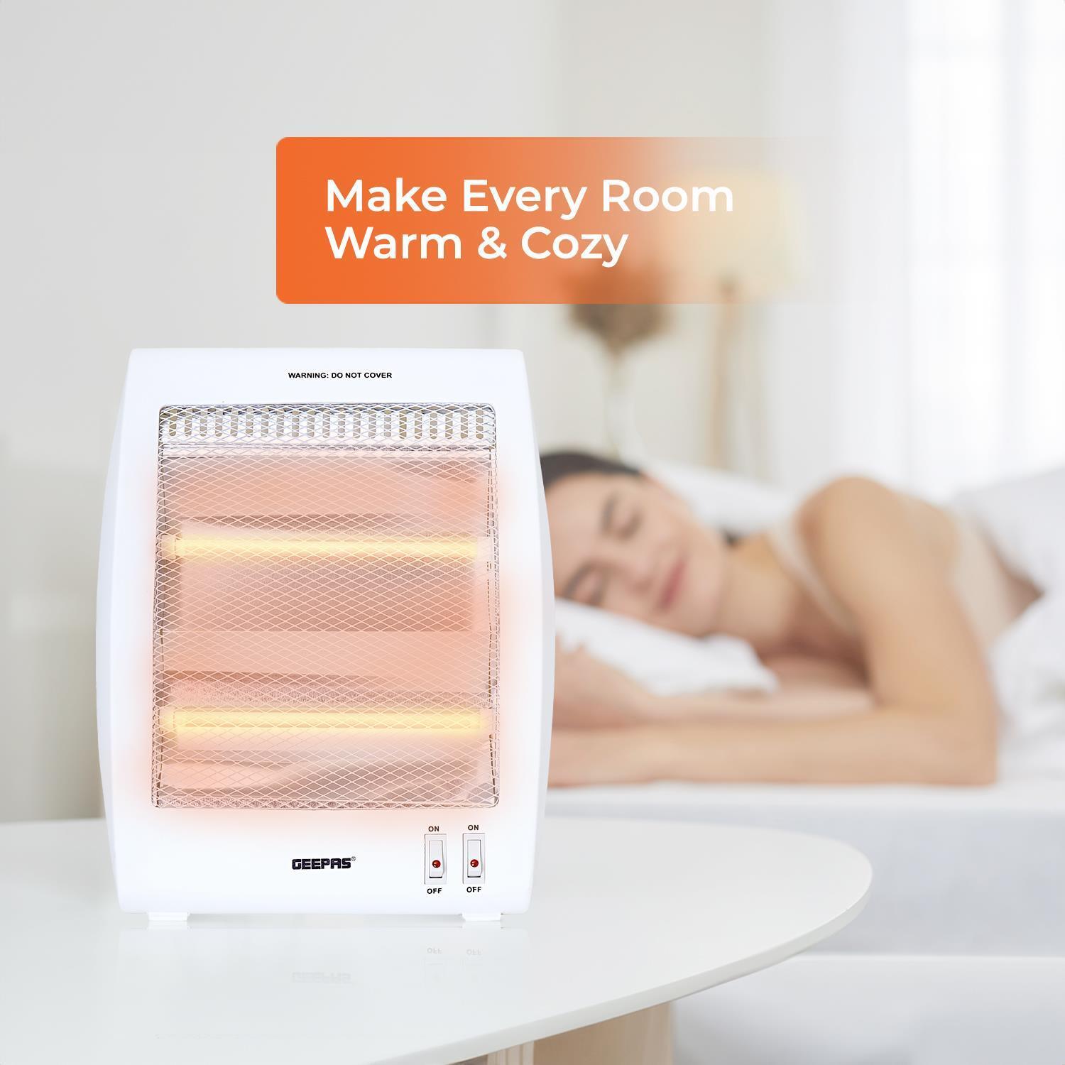Portable Upright Electric Quartz Halogen Heater 800W | Geepas UK