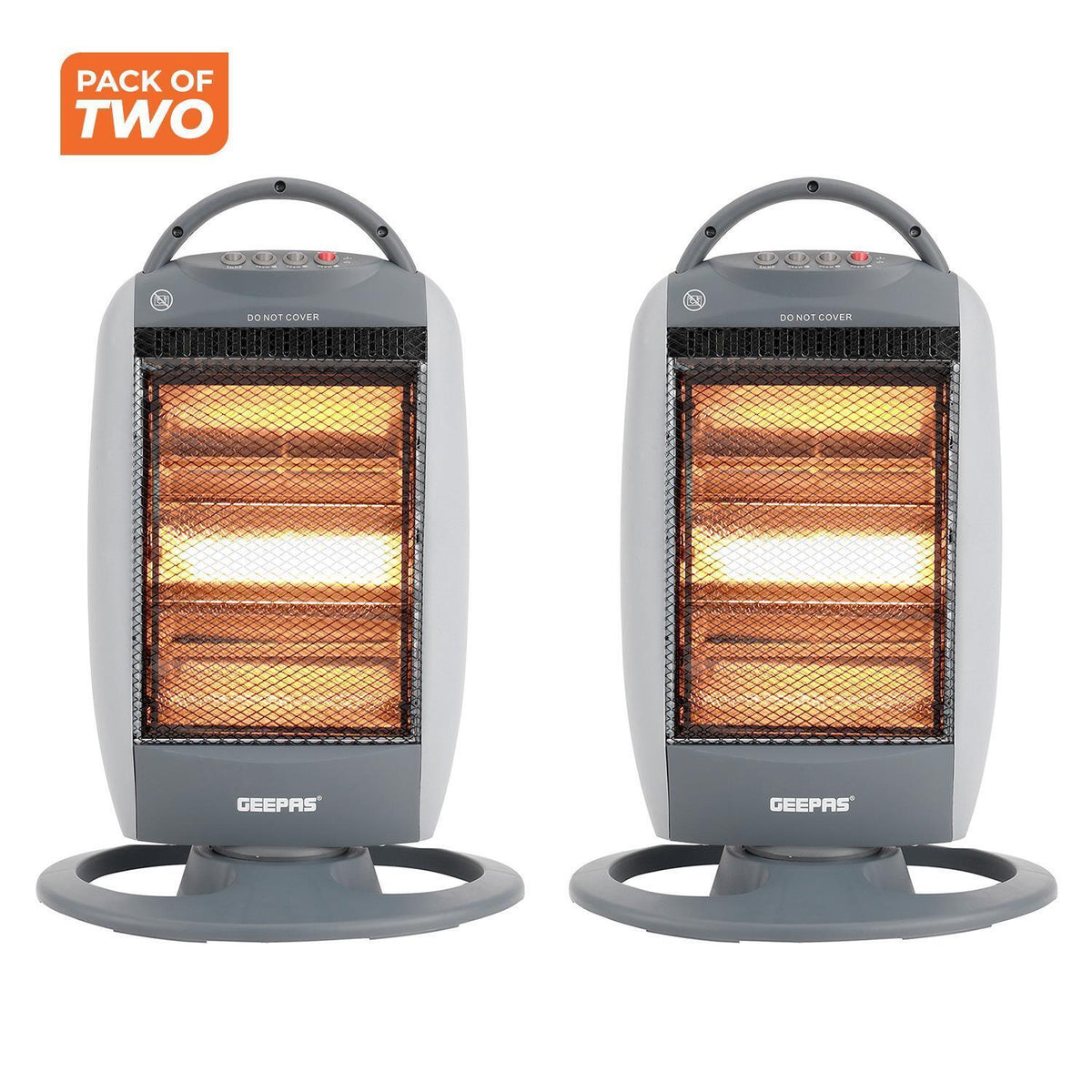 Pack of 2 Quartz Electric Halogen Heaters With Handle
