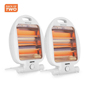 800W Pack of 2 Instant Heat Halogen Heaters