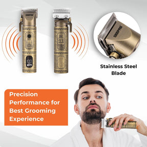 Engraved Rechargeable Vintage Beard Trimmer With LED Display