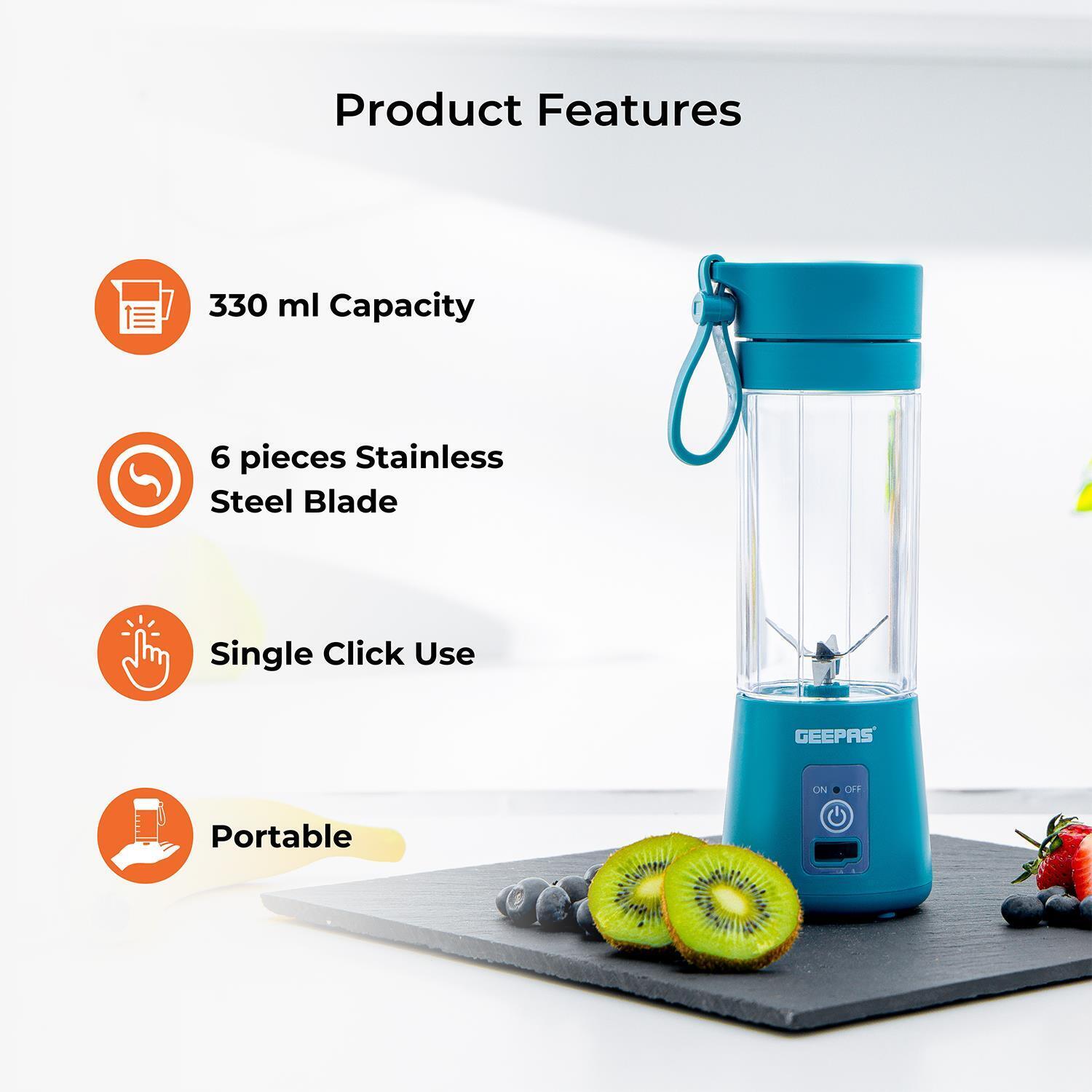 Blue Portable Blender 330ML Rechargeable Fruit Mixer