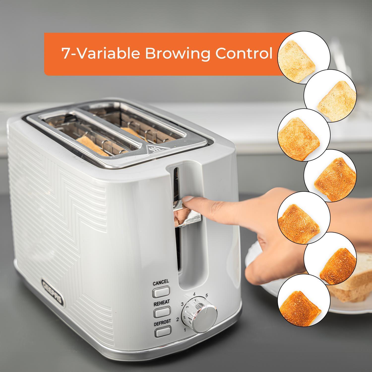 1.7L Cordless Kettle and 2-Slice Toaster Set in Elegant Grey