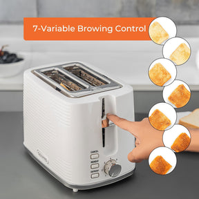 1.7L White Cordless Kettle & 2-Slice Bread Toaster Set