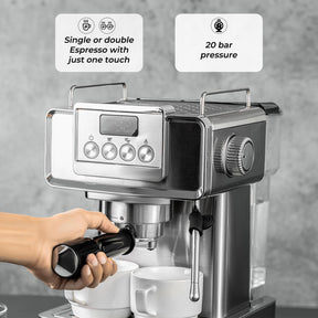 Luxury 20-Bar Espresso Silver Coffee Machine