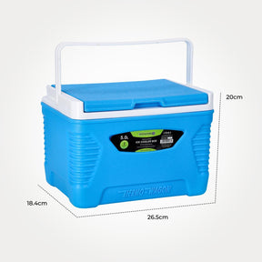 5L Insulated Ice Cooler Box - Blue - Portable, Lightweight