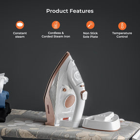 2-In-1 Self-Cleaning Cored and Cordless Steam Iron
