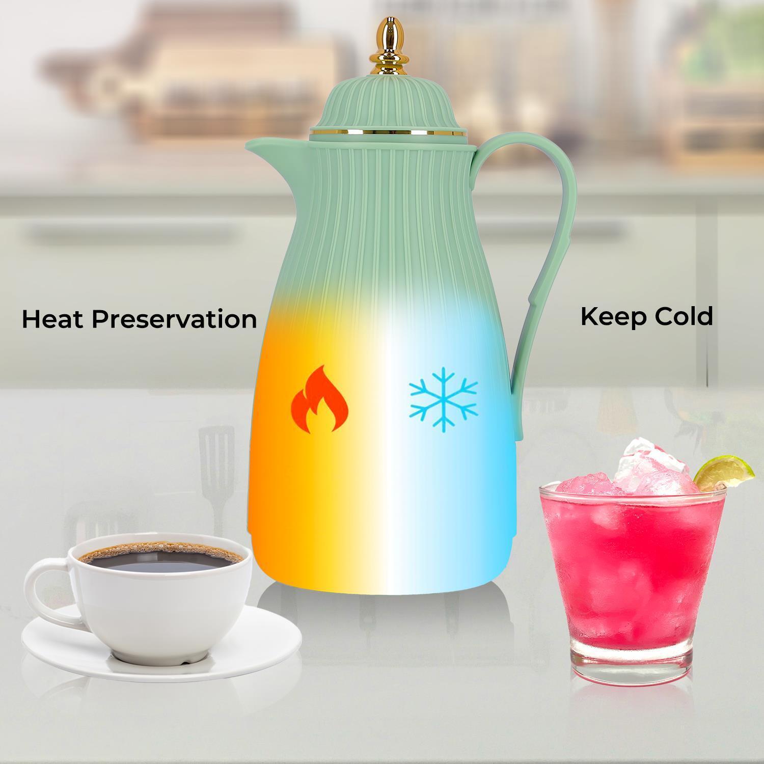 1L Green Insulated Glass Vacuum Flask Jug