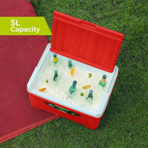 Red 5L Three-Layer Portable Ice Cooler Box