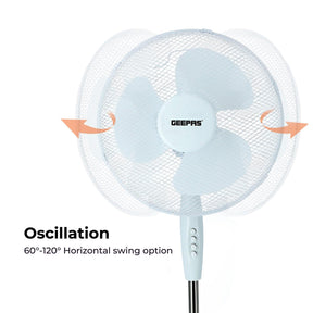 2-Pack White 16" Oscillating Standing Pedestal Fans