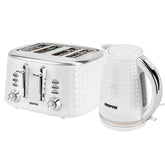 White 'Diamond' 4 Slice Toaster & 1.7L Cordless Kettle Set