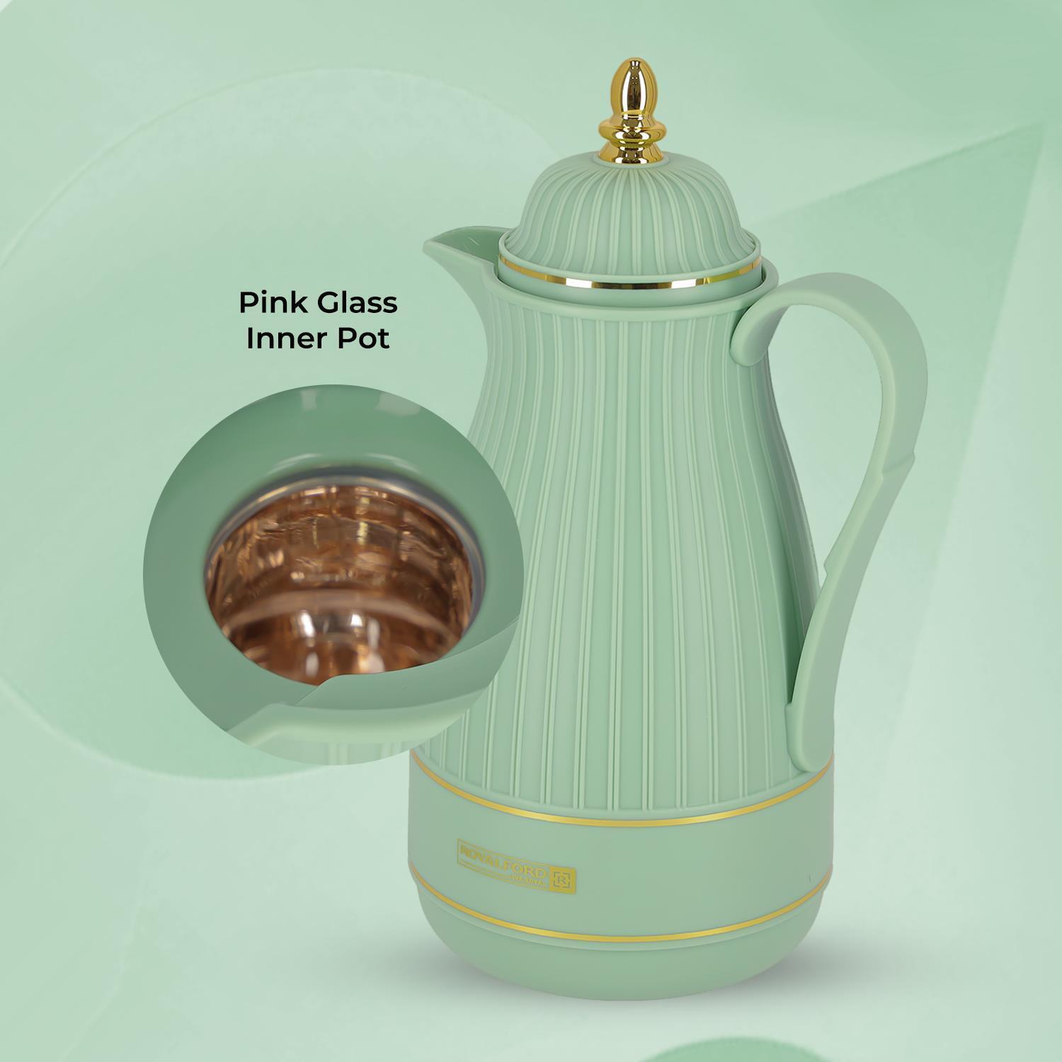 1L Green Insulated Glass Vacuum Flask Jug