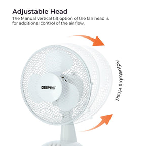 Two White 12" Oscillating Electric Table Fans