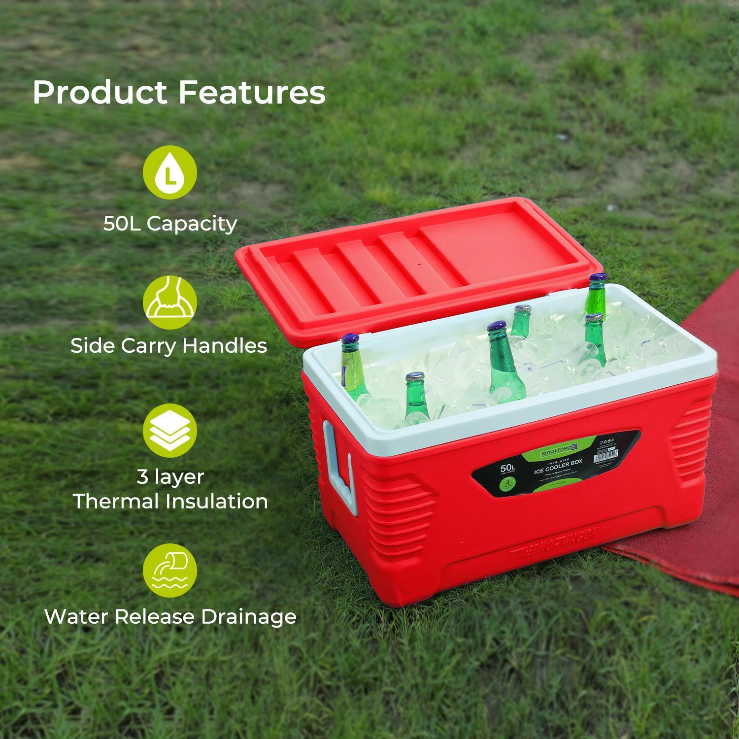 50L Red Double Insulated Ice Cooler Chest