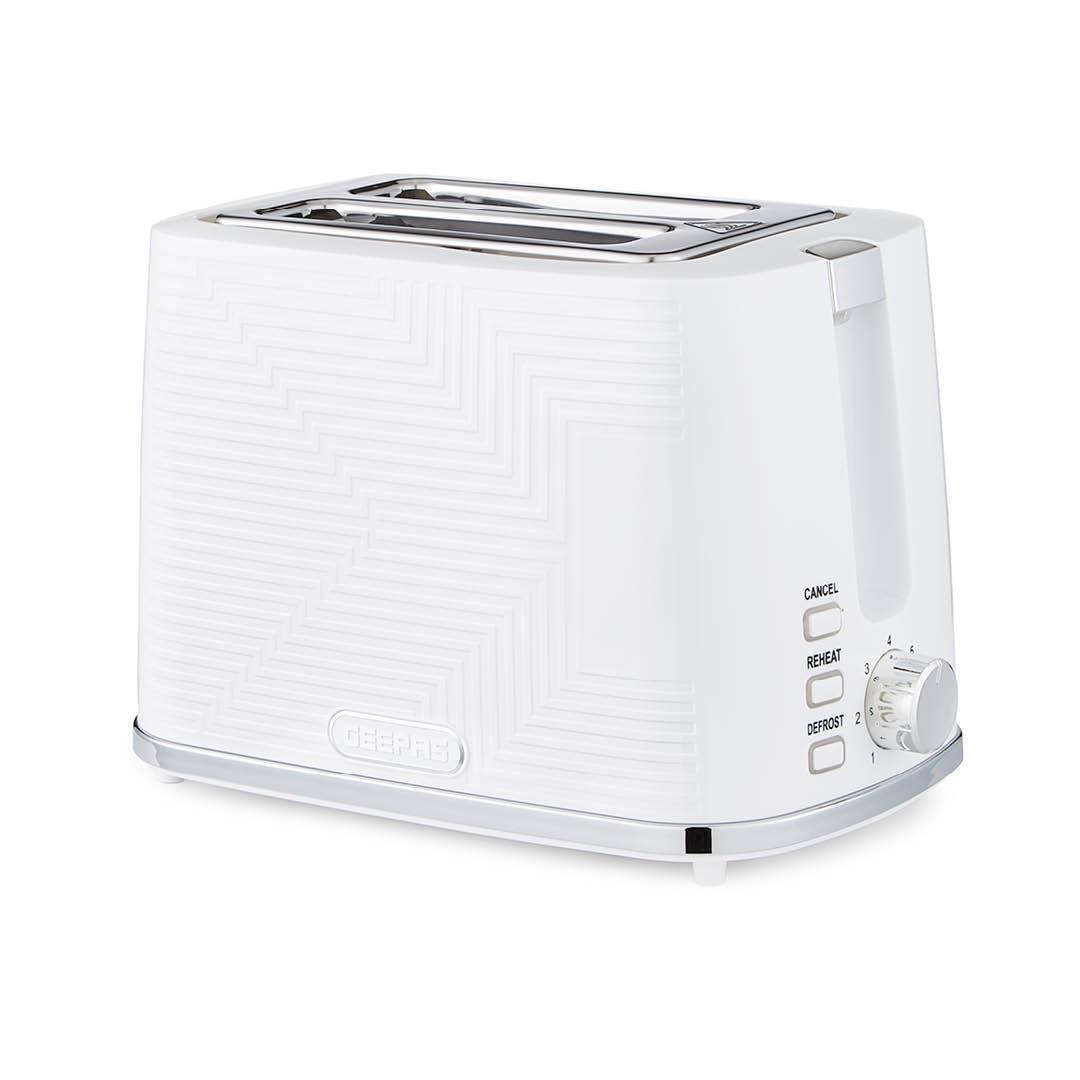 White 2-Slice Bread Toaster With 7 Level Browning Control
