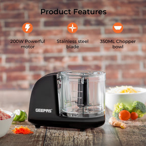 200W Black Multi-Chopper and Mini Food Processor 350ml