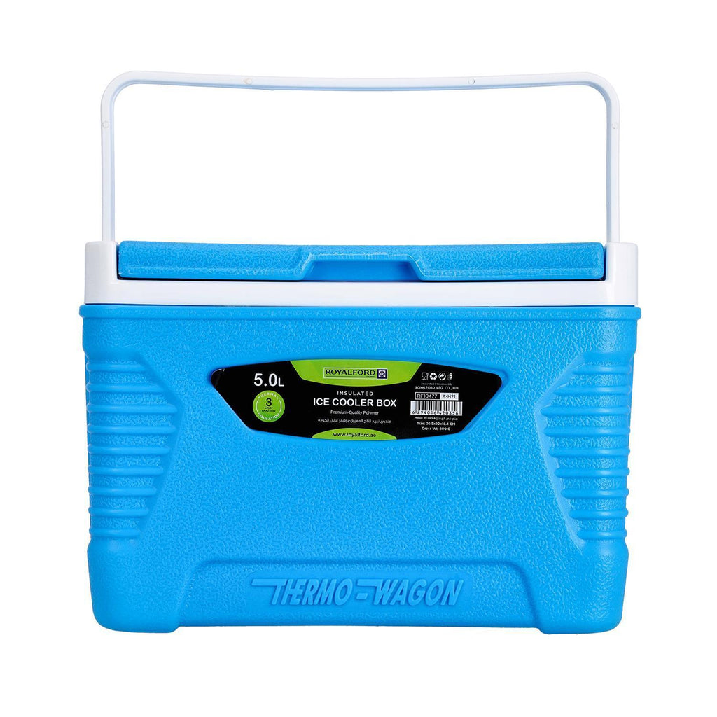Royalford 5L Insulated Ice Cooler Box - Food and Drinks Cold for Hours
