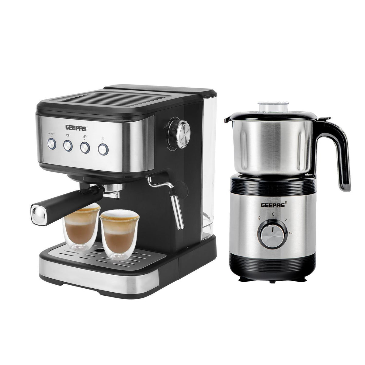 20-Bar Espresso Cappuccino Coffee Machine & Coffee Grinder Set